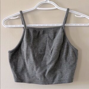 Topshop Charcoal Ribbed Crop Top